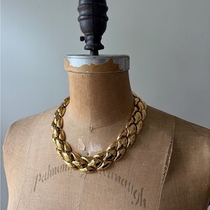 Vintage Napier Chunky Gold-Tone Statement Necklace 80s 90s Designer
